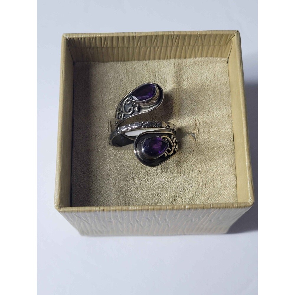 JTV 3.00 CTW African Amethyst Sterling Silver Bypass Ring Size 8 - NWT